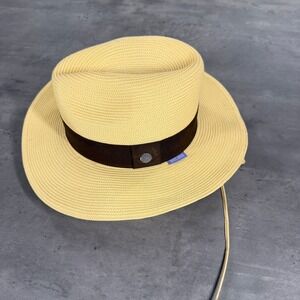 Wallaroo Hat Company Frankie Fedora Women Tan Brown Sun Hat Paper Braid Packable